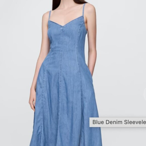 GAP Blue Denim Sleeveless Maxi Dress - Picture 1 of 5